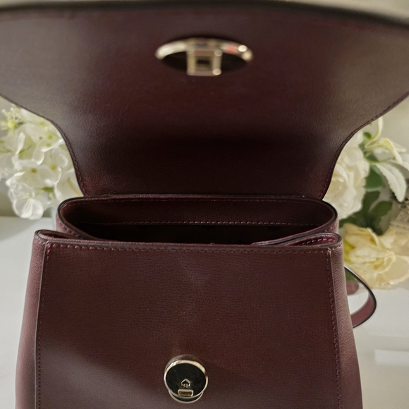 kate spade Burgundy Leather Mini Backpack with Heart Clasp - Picture 6 of 6